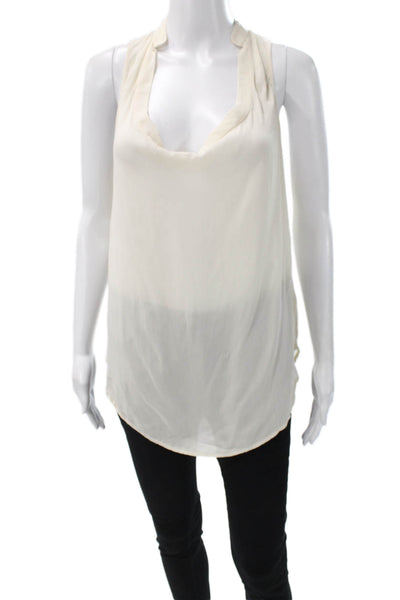 Haute Hippie Womens Silk Cowl Neck Sleeveless Basic Blouse Ivory Size M