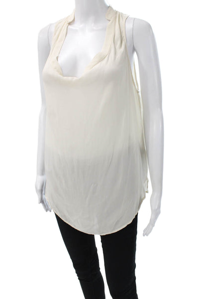Haute Hippie Womens Silk Cowl Neck Sleeveless Basic Blouse Ivory Size M