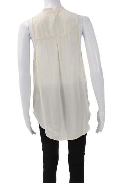Haute Hippie Womens Silk Cowl Neck Sleeveless Basic Blouse Ivory Size M