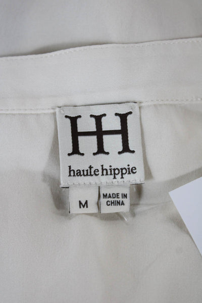 Haute Hippie Womens Silk Cowl Neck Sleeveless Basic Blouse Ivory Size M