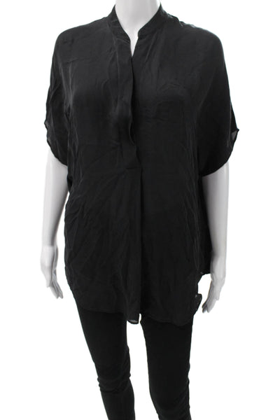 Vince Women Silk V Neck Sleeveless Tunic Blouse Black Size M