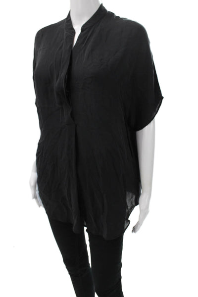 Vince Women Silk V Neck Sleeveless Tunic Blouse Black Size M