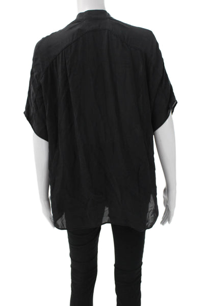 Vince Women Silk V Neck Sleeveless Tunic Blouse Black Size M