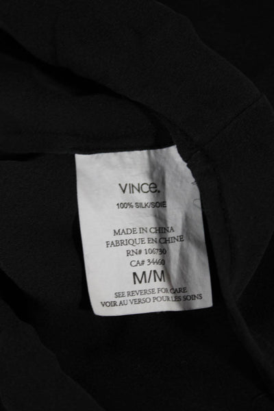 Vince Women Silk V Neck Sleeveless Tunic Blouse Black Size M