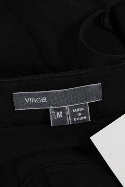 Vince Women Silk V Neck Sleeveless Tunic Blouse Black Size M