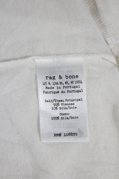 Rag & Bone Womens Tunic White Long Sleeve Viscose Silk Size S