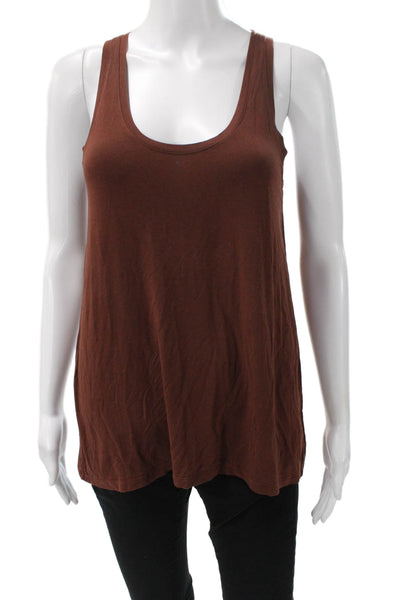 Vince Womens Basic Tank Scoop Neck Brown Size S