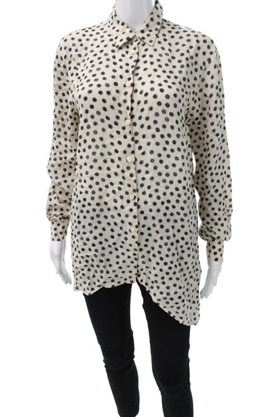 Hope By Ringstrand Soderberg Womens Tunic Beige Polka Dot Long Sleeve Size 36