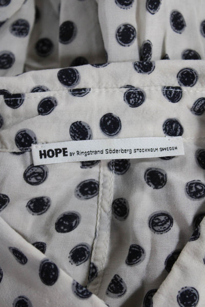 Hope By Ringstrand Soderberg Womens Tunic Beige Polka Dot Long Sleeve Size 36