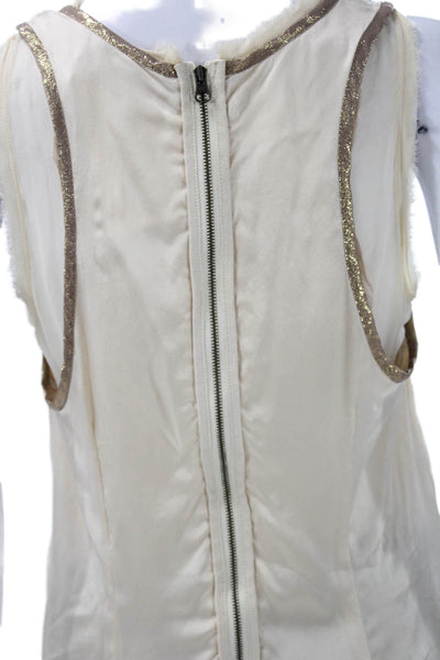 Nanette Lepore Womens Basic Silk Tank Ivory Scoop Neck Sleeveless Zip Size 6