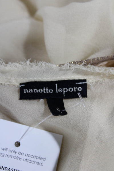 Nanette Lepore Womens Basic Silk Tank Ivory Scoop Neck Sleeveless Zip Size 6