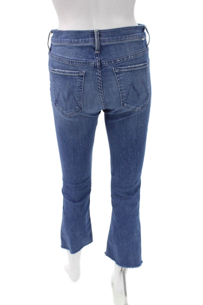 Mother Womens Cropped Jeans Blue Button Cotton Blend Size 27