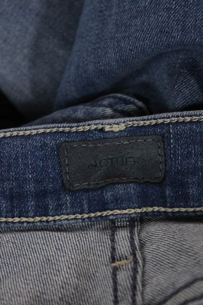 Mother Womens Cropped Jeans Blue Button Cotton Blend Size 27