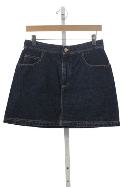 Givenchy Womens Mini Skirt Blue Cotton Button Short Size 42