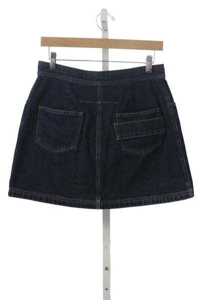 Givenchy Womens Mini Skirt Blue Cotton Button Short Size 42