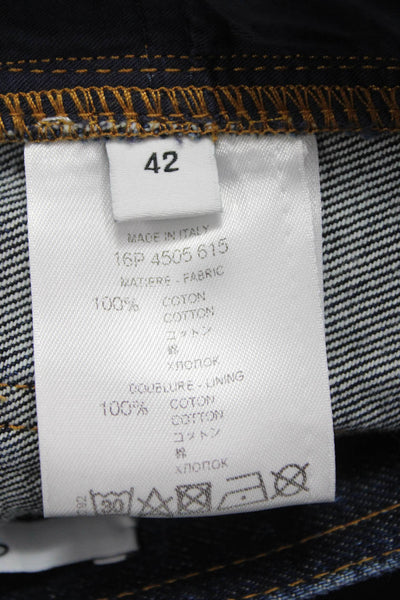 Givenchy Womens Mini Skirt Blue Cotton Button Short Size 42