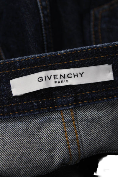 Givenchy Womens Mini Skirt Blue Cotton Button Short Size 42