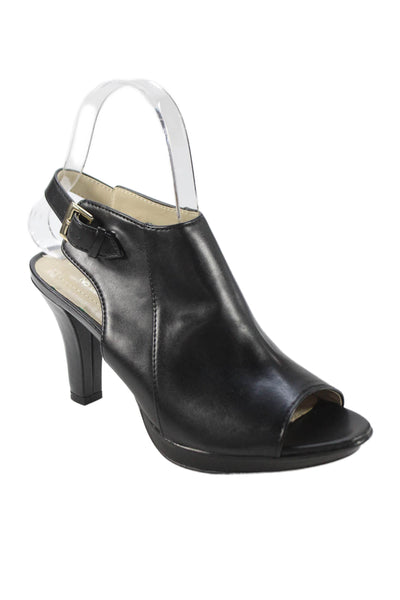 Naturalizer Womens Block Heel Platform Peep Toe Ankle Strap Sandals Black Size 6