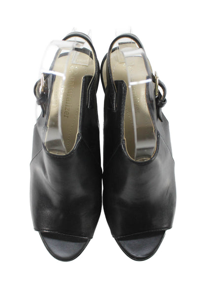 Naturalizer Womens Block Heel Platform Peep Toe Ankle Strap Sandals Black Size 6