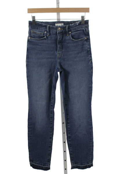 Good American Women Skinny Jeans Blue Mid Rise Cotton Blend Size 27