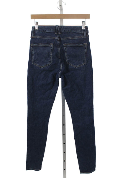 Good American Women Skinny Jeans Blue Mid Rise Cotton Zip 26in Size 27