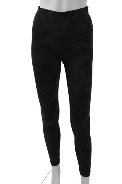 Lululemon Womens Ankle Camo Nylon Leggings Black Pull On Size 6