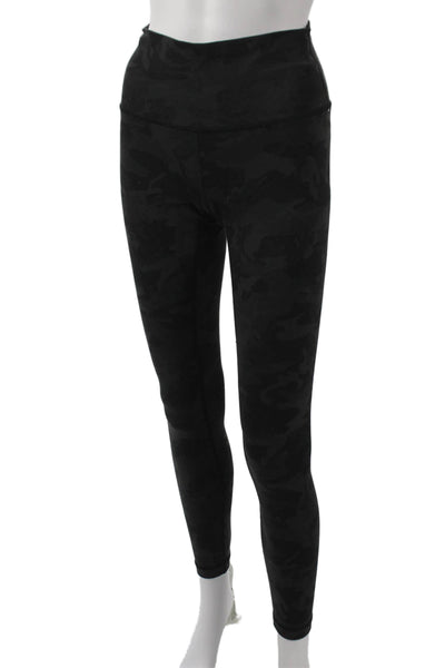 Lululemon Womens Ankle Camo Nylon Leggings Black Pull On Size 6