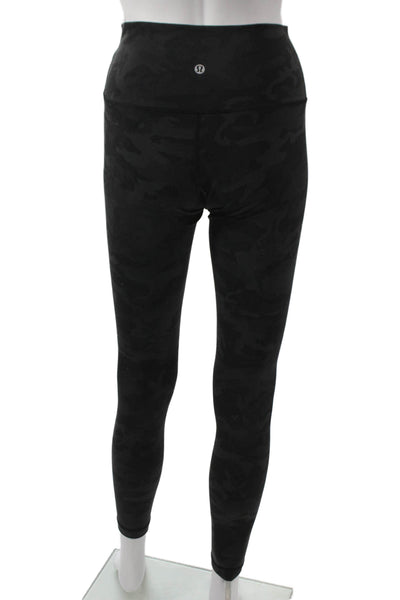 Lululemon Womens Ankle Camo Nylon Leggings Black Pull On Size 6