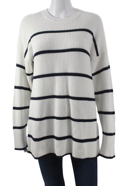 Splendid Women Pullover Striped Crew Neck Sweater White Size S