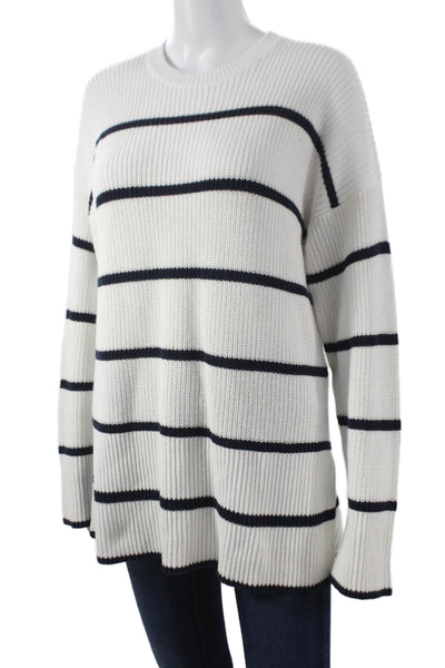 Splendid Women Pullover Striped Crew Neck Sweater White Size S