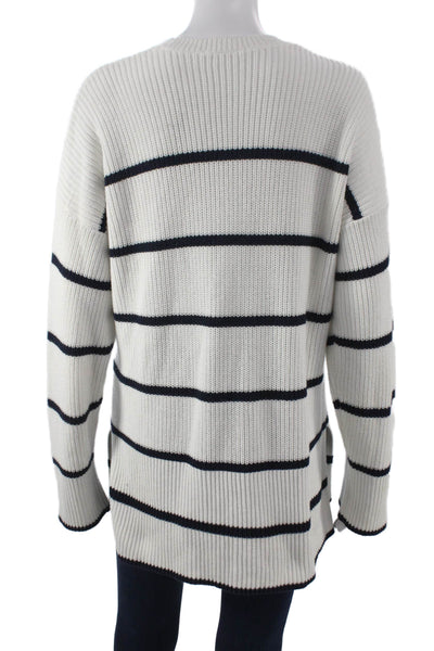 Splendid Women Pullover Striped Crew Neck Sweater White Size S