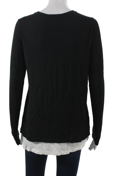 Vince Womens Basic T-Shirt Black Long Sleeve Pima Cotton Size S