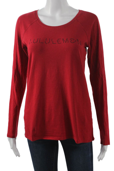 Lululemon Womens Red Scoop Neck Long Sleeve Basic T-Shirt Nylon Size S