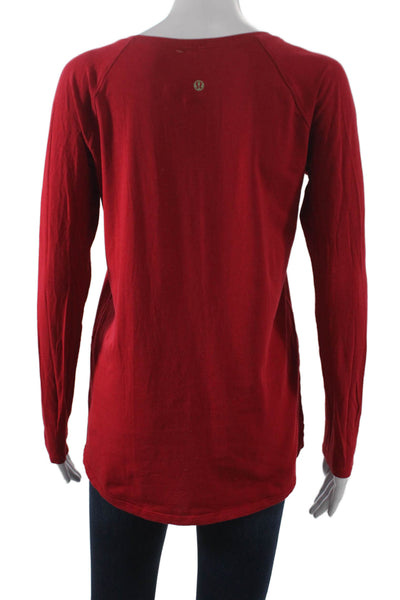 Lululemon Womens Red Scoop Neck Long Sleeve Basic T-Shirt Nylon Size S