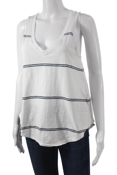 Z Supply Women Basic Sleeveless V-Neck Striped Cotton Tank Size XS