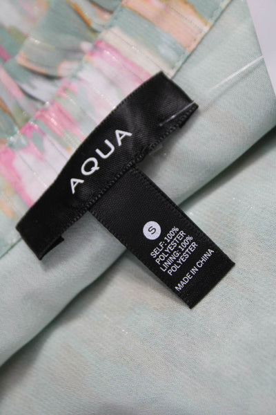 Aqua Women Basic Multicolor Abstract V-Neck Long Sleeve Polyester Blouse Size S