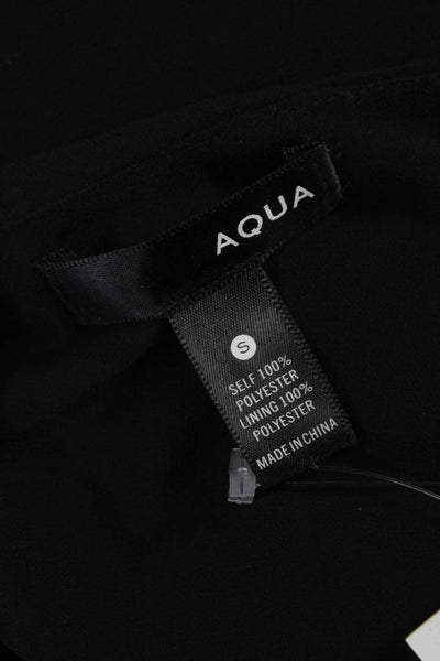 Aqua Women Black V Neck Camisole Polyester Sleeveless Size S