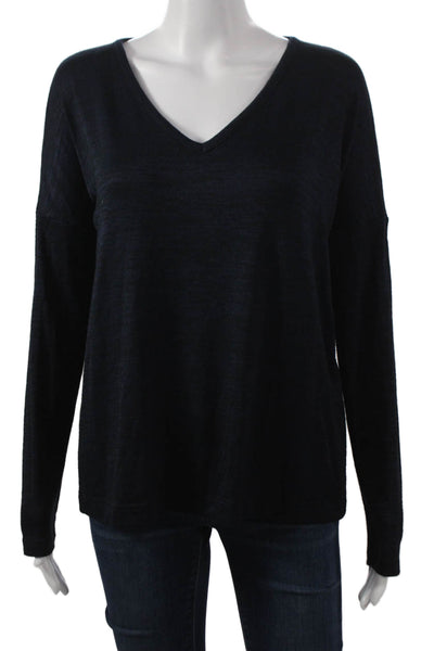 Rag & Bone Womens V Neck Long Sleeve Basic T Shirt Blue Size S