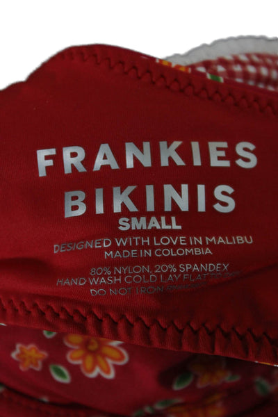 Frankies Bikinis Womens Bikini Top Floral Red Nylon Size S