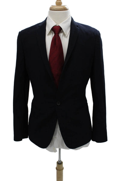 Theory Mens Blazer Blue Virgin Wool Solid Size 38