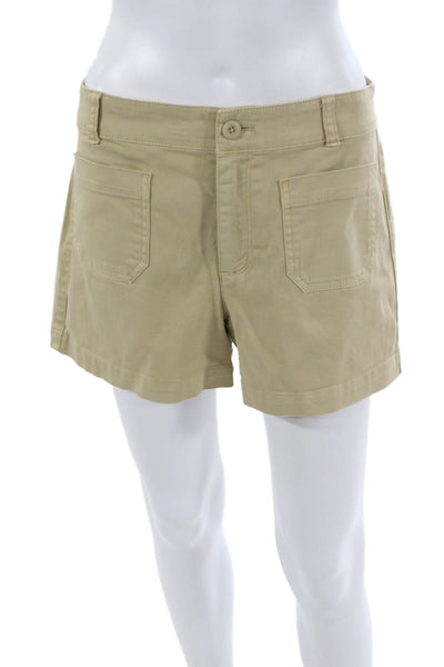 J Crew Women Beige Cotton Blend Chino Shorts Solid Size 4