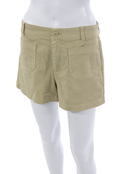 J Crew Women Beige Cotton Blend Chino Shorts Solid Size 4