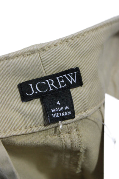 J Crew Women Beige Cotton Blend Chino Shorts Solid Size 4