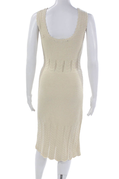 French Connection Women Beige Cotton Scoop Neck Tank Dress Mid-Calf Size 6