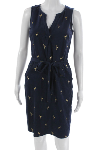 Boden Womens Blue Animal Print Tank Dress Cotton Knee Length Sleeveless Size 2