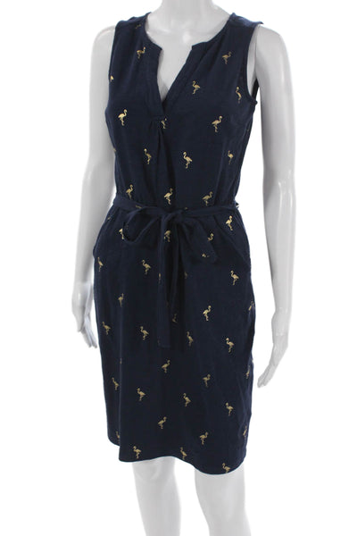 Boden Womens Blue Animal Print Tank Dress Cotton Knee Length Sleeveless Size 2