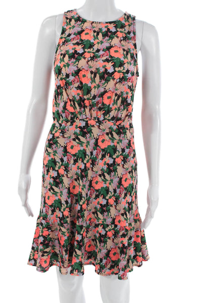 J Crew Womens A-Line Floral Pink Knee Length Sleeveless Dress Size 2