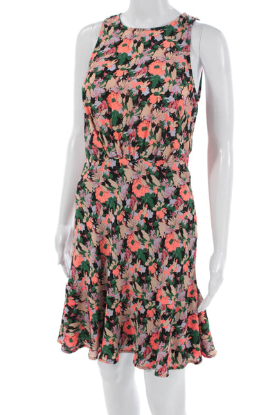 J Crew Womens A-Line Floral Pink Knee Length Sleeveless Dress Size 2