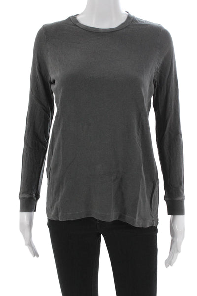 The Great Womens Gray Cotton Crew Neck Solid Long Sleeve T-Shirt Size 1