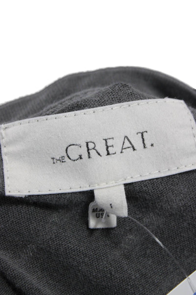 The Great Womens Gray Cotton Crew Neck Solid Long Sleeve T-Shirt Size 1